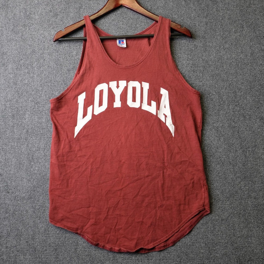 Vintage Loyola Shirt Mens Large Red NCAA Russell Athletic Tank Top USA